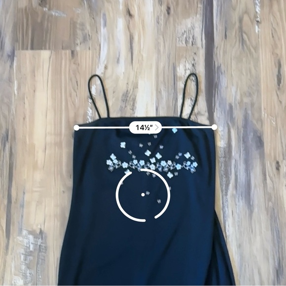 VTG 90s Black Mesh Layered Floral Embroidered Butterfly Square Neck Gown Dress - Picture 9 of 10